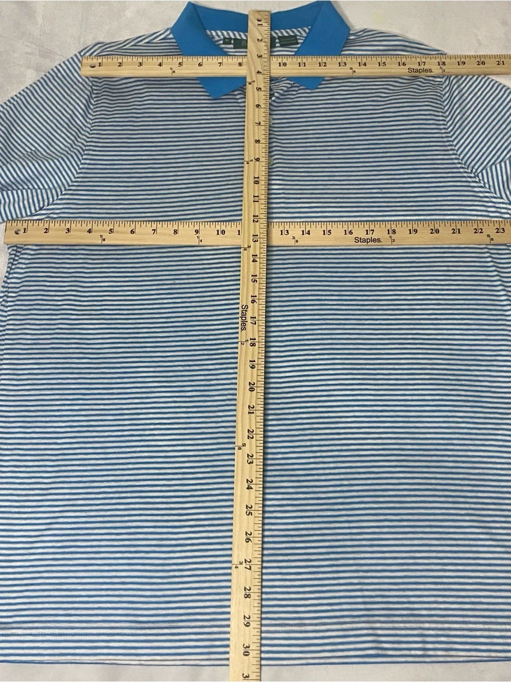 Bobby Jones Golf Polo Shirt Mens XL Blue White Striped Short Sleeve 100% Cotton